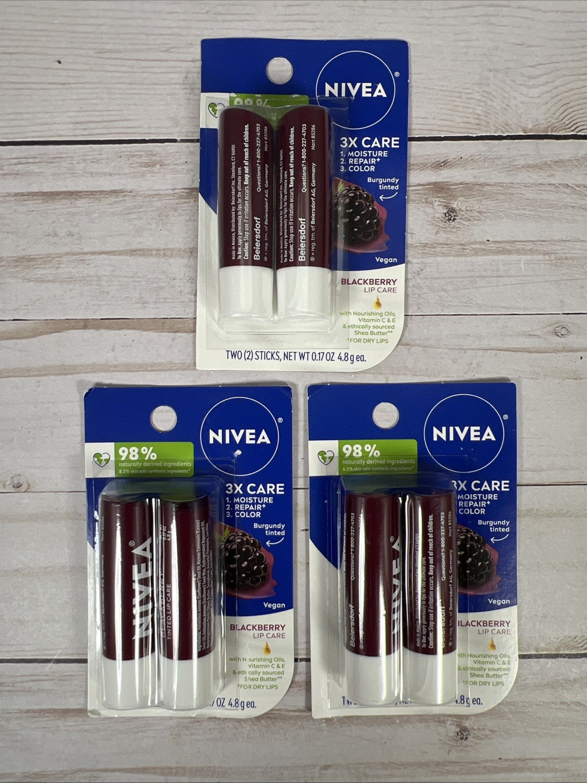 Nivea Blackberry Lip Balm Twin Pack Tinted & Scented Lip Care
