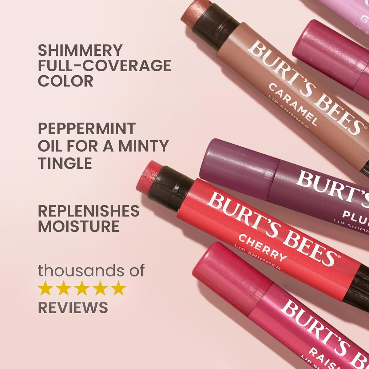 Natural Watermelon Lip Shimmer Pack - Moisturizing Lip Gloss with Peppermint