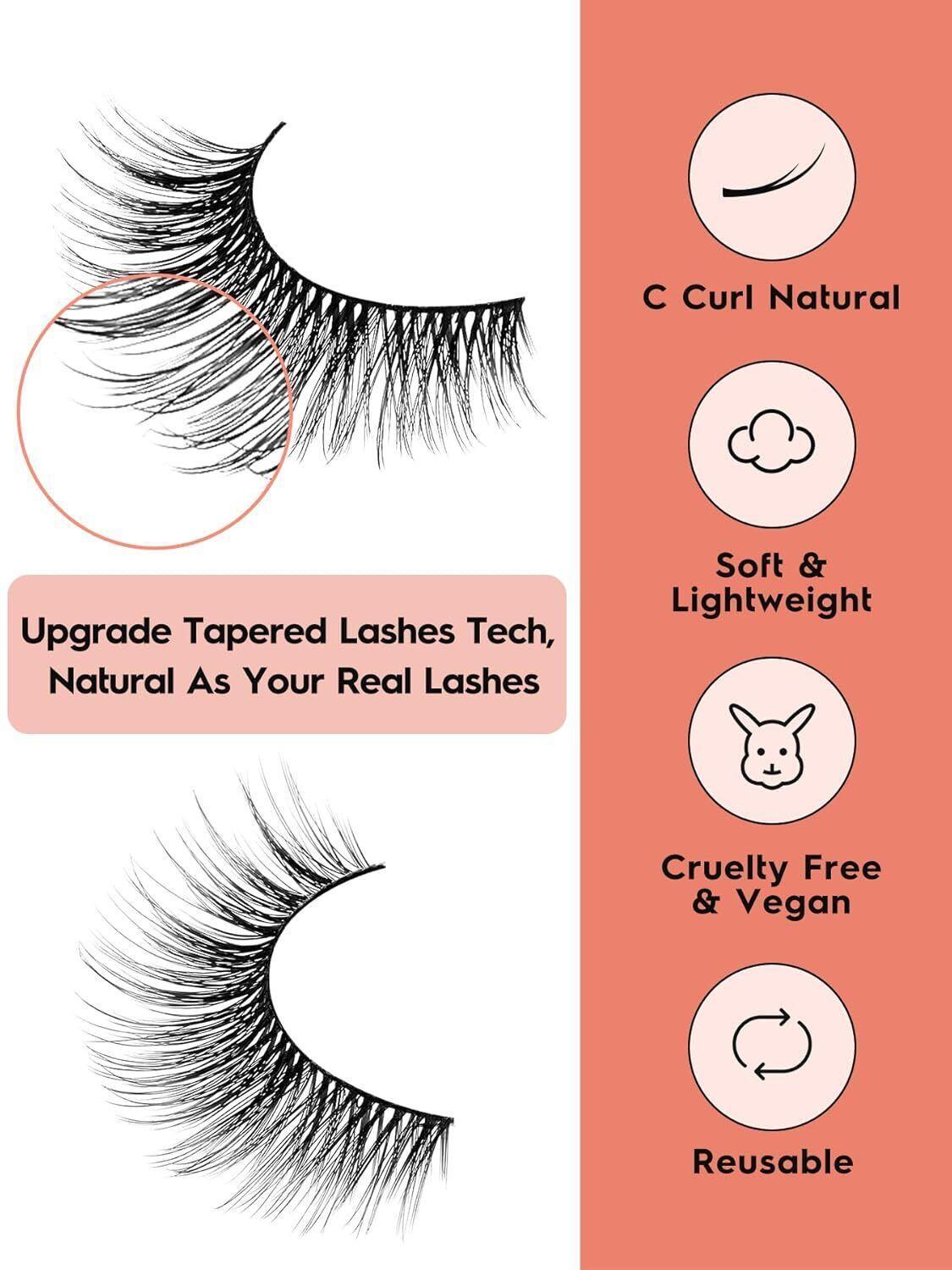 Wispy Cat Eye False Eyelashes 15mm Length Natural Fluffy Strip Lashes