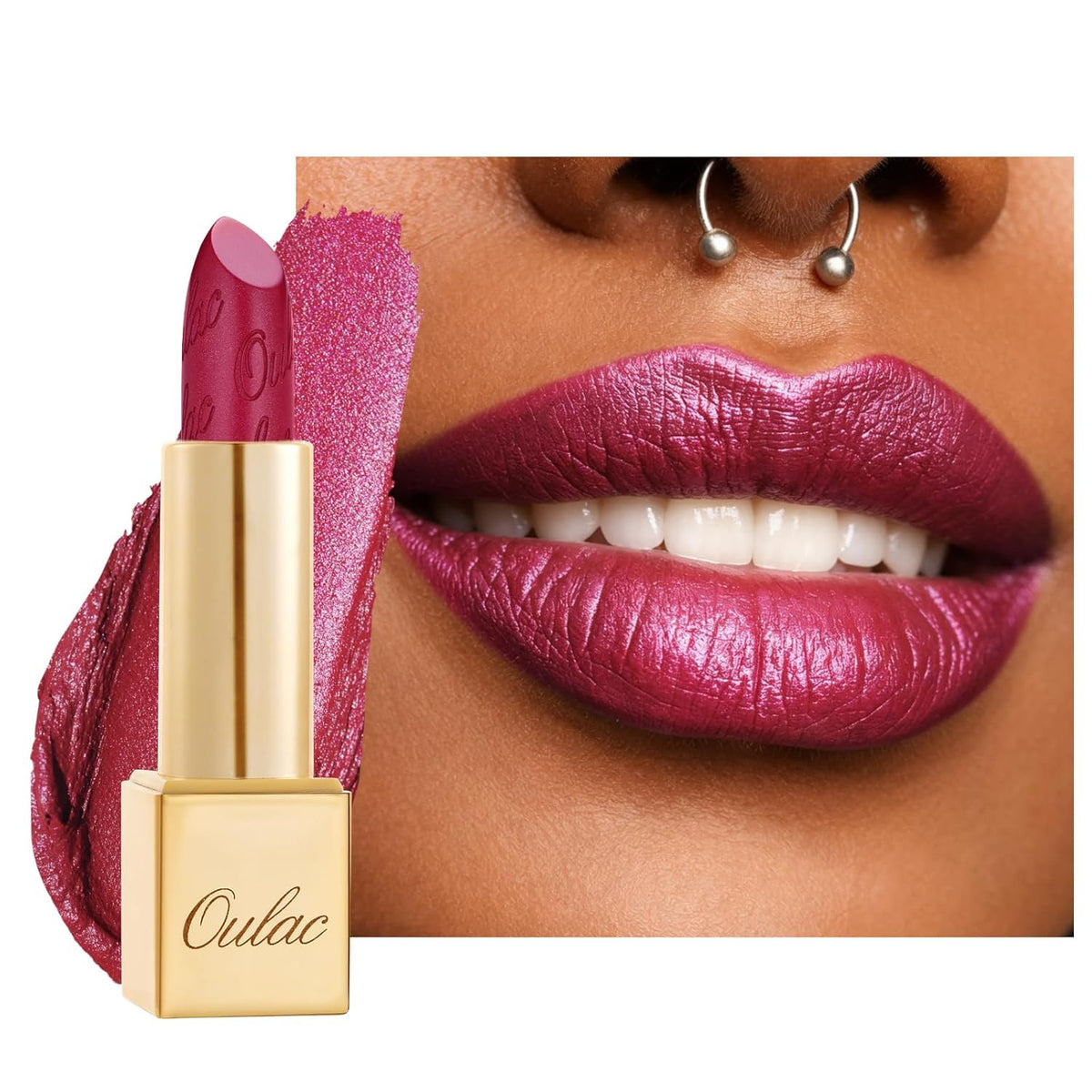 Magenta Lipstick with Metallic Finish - Vegan, Hydrating & Long-Lasting