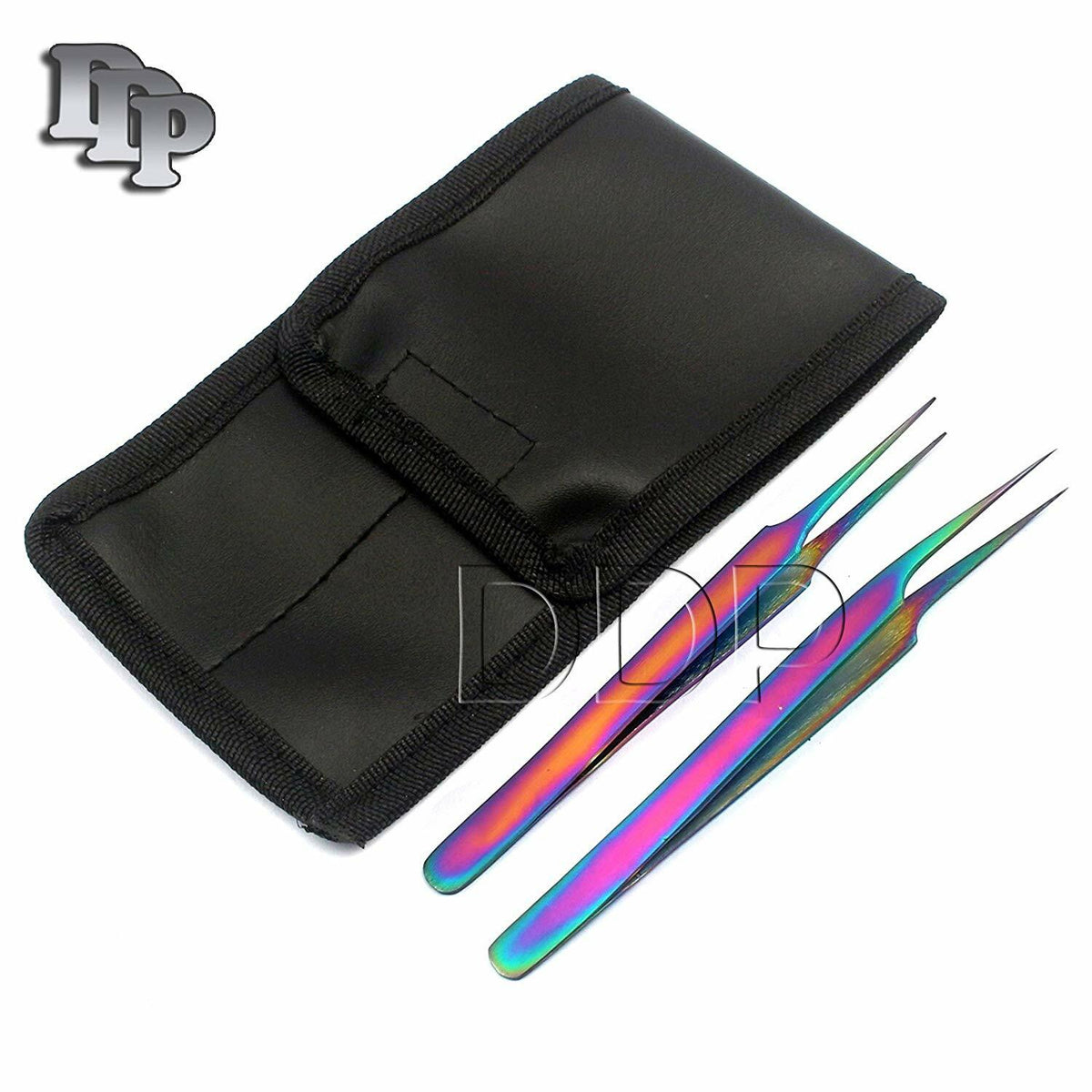 2 Pack Titanium Eyelash Extension Tweezers A Type Straight + Pro Straight