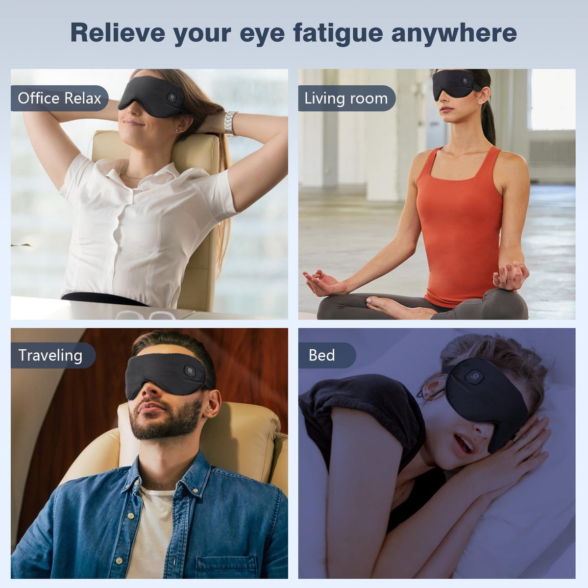 Cordless Heated Eye Mask for Dry Eyes & Migraine Relief - Black