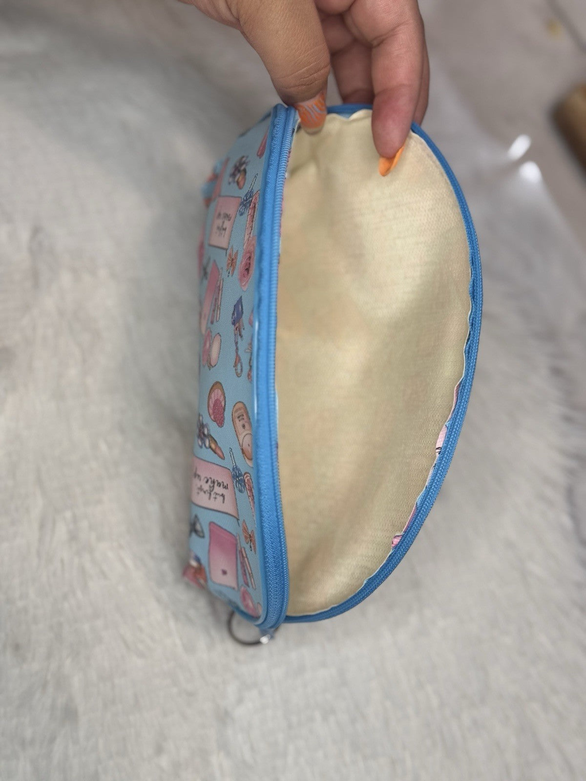 Black Pink Colorful Makeup Bag with Zipper - Travel Cosmetic Organizer