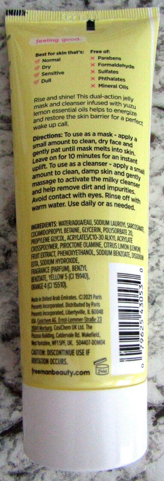Freeman Energize Jelly Facial Mask 3 oz - Yuzu Lemon (3-Pack)