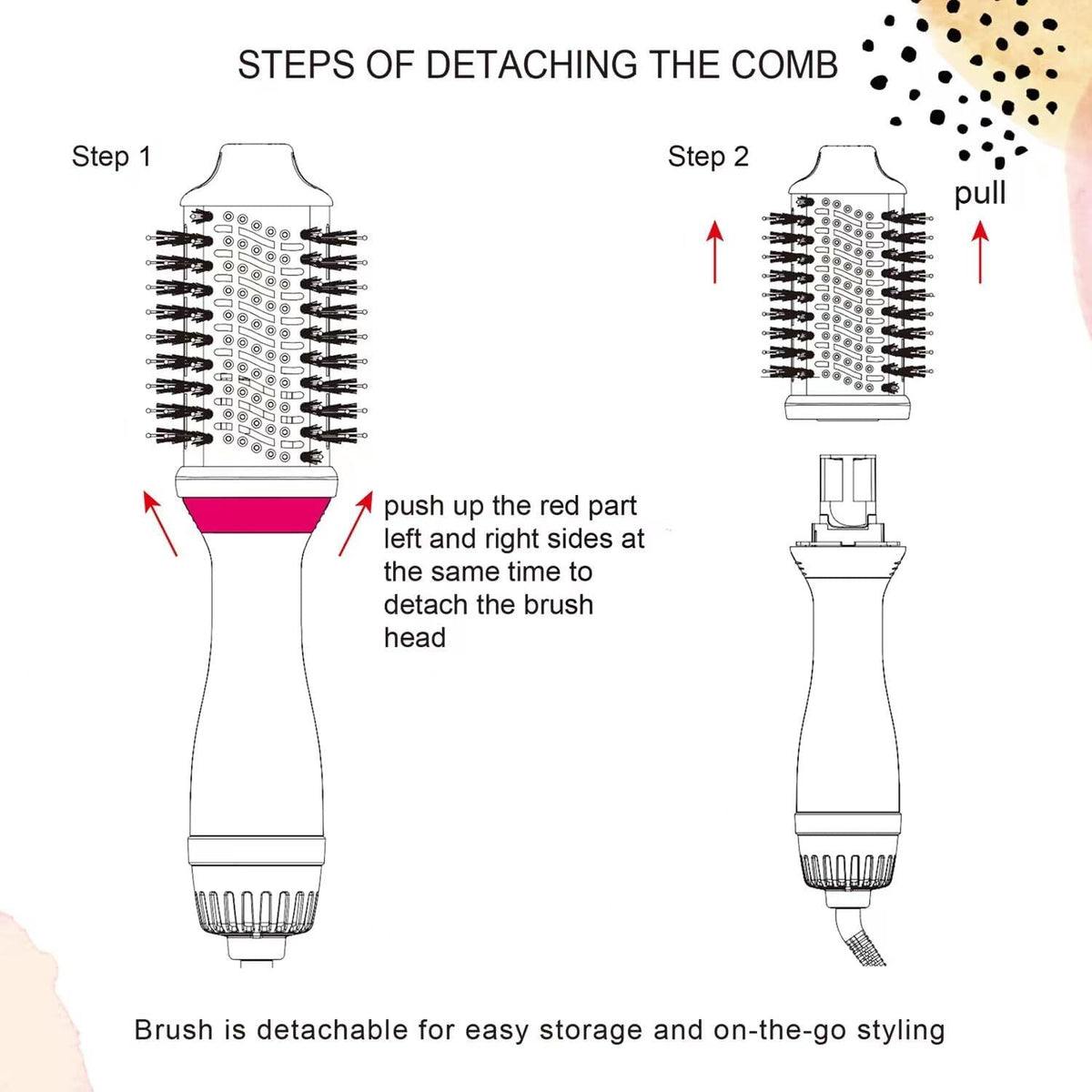1200W Hot Air Brush & Volumizer with Negative Ion Technology, 3 Heat Settings
