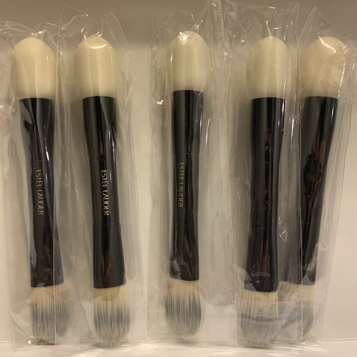 Dual Ended Foundation Brush with Sponge Set - 5 Pieces, Sealed