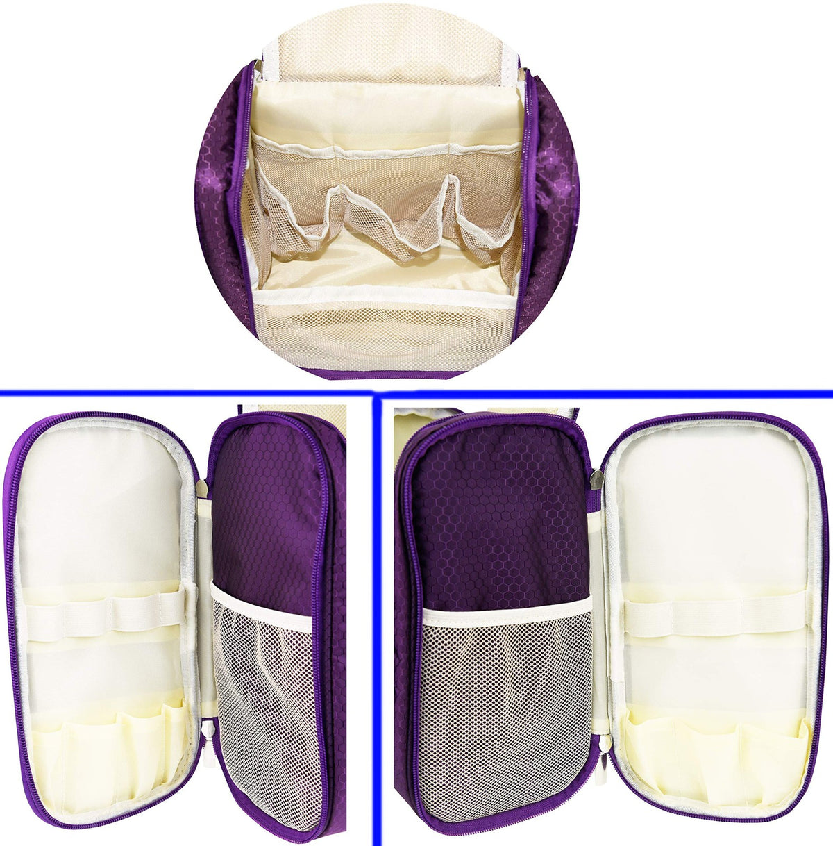 Extra Large Hanging Toiletry Bag - Travel Organizer with Purple Finish