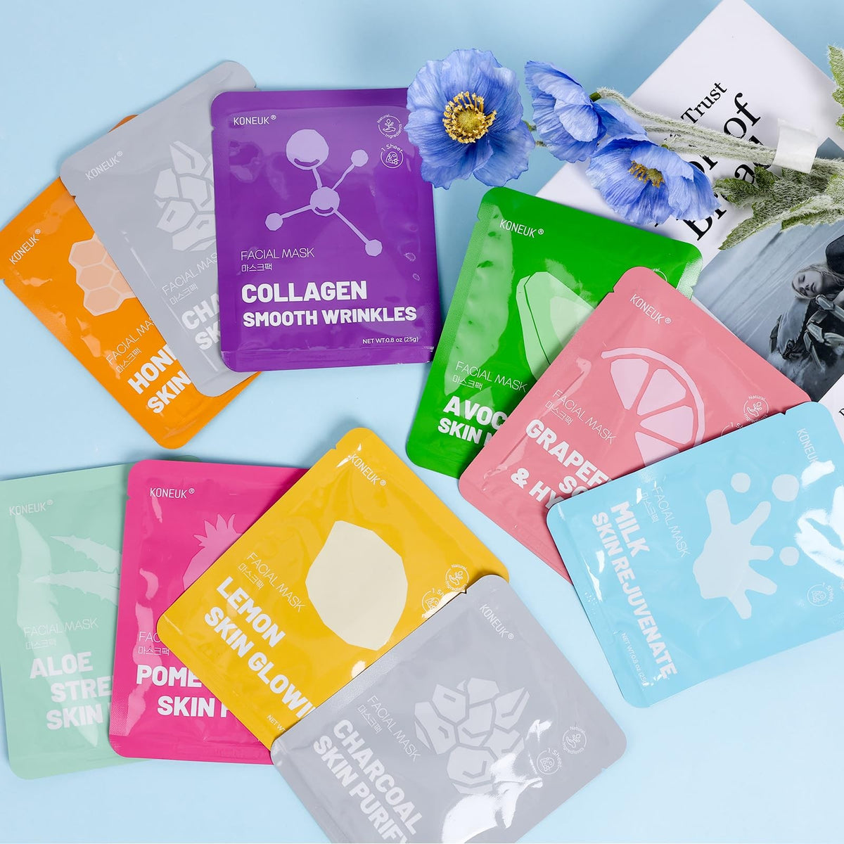 10-Pack Moisturizing Face Masks - Hydrating Skincare Set