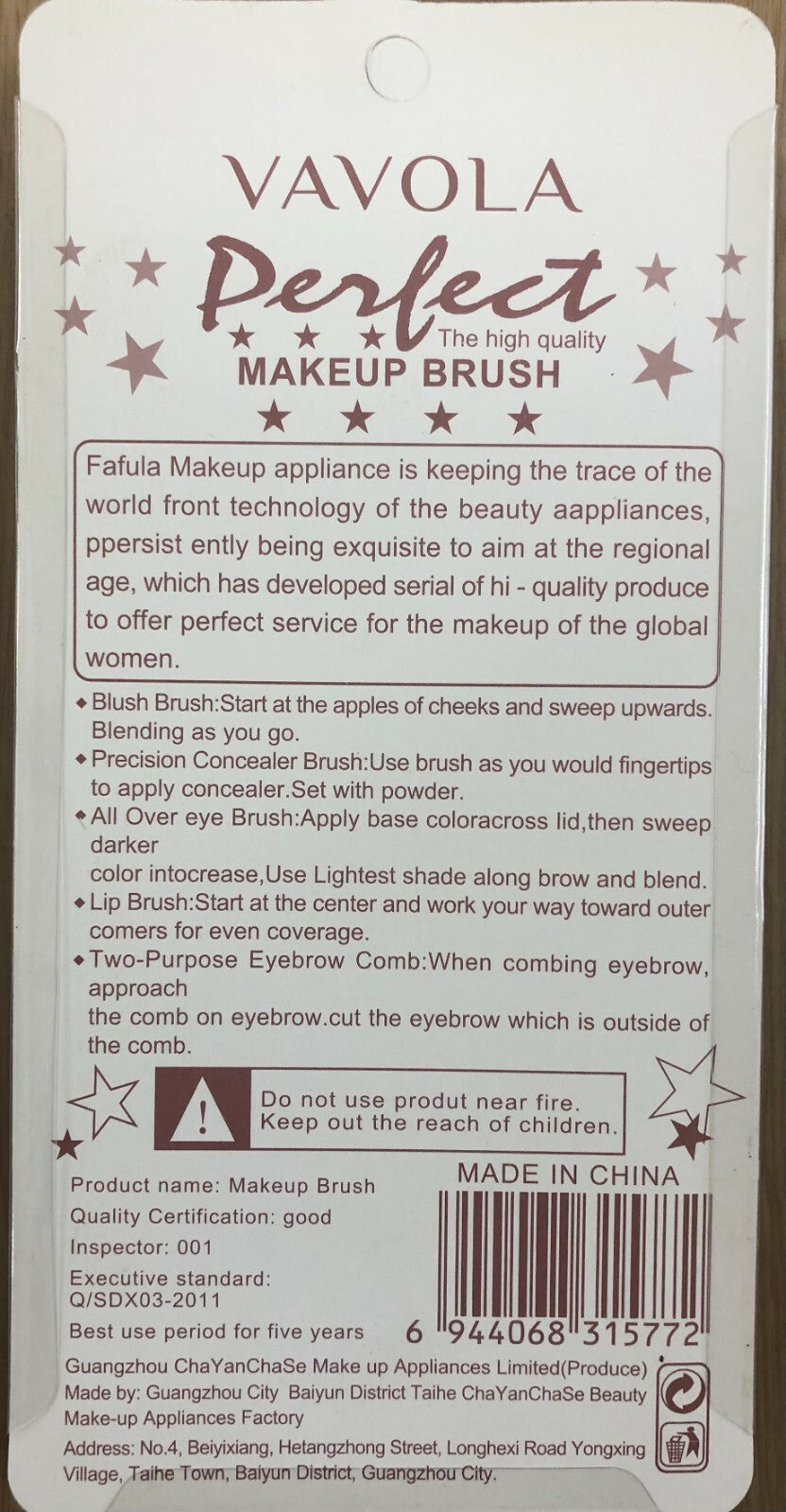 5-Piece Makeup Brush Set with Gold Handles for Eyes, Face & Eyebrows