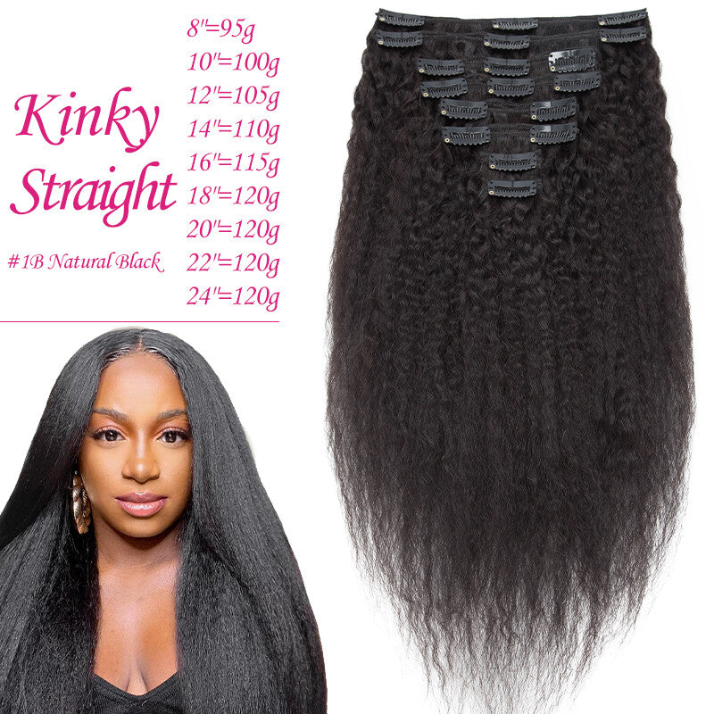 Double Weft Clip-In Afro Kinky Curly Human Hair Extensions Full Head