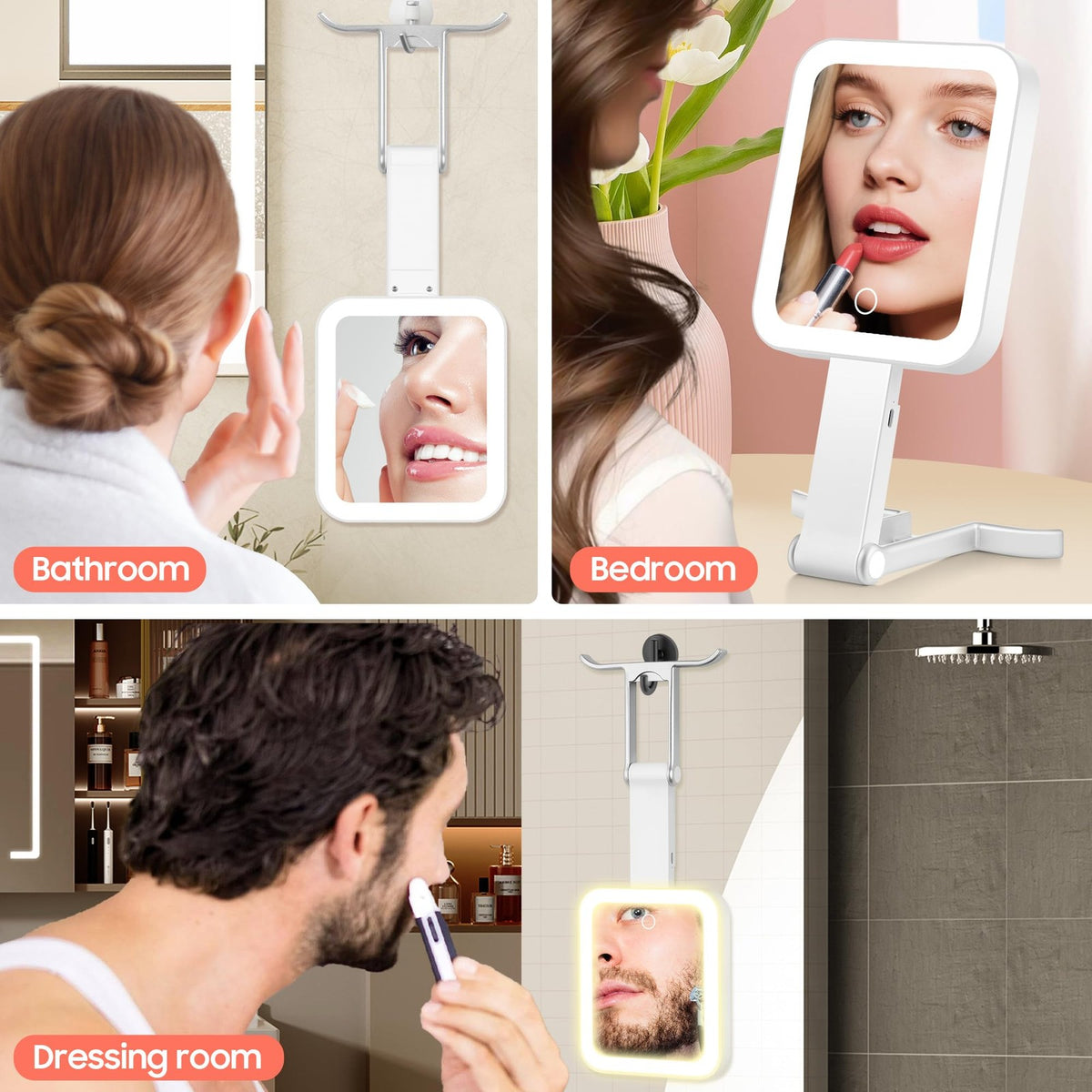 Lighted Travel Mirror with Magnification 30X/1X, Portable Makeup Mirror with LED Lights