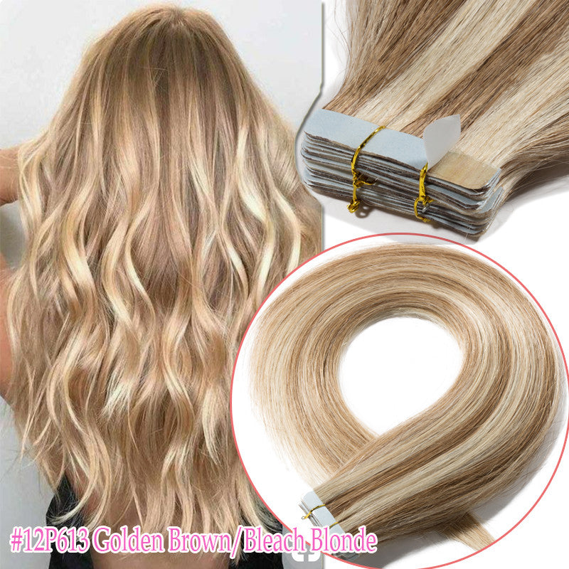 Tape-In Human Hair Extensions Full Head 150G Remy Skin Weft 12-24 Inches