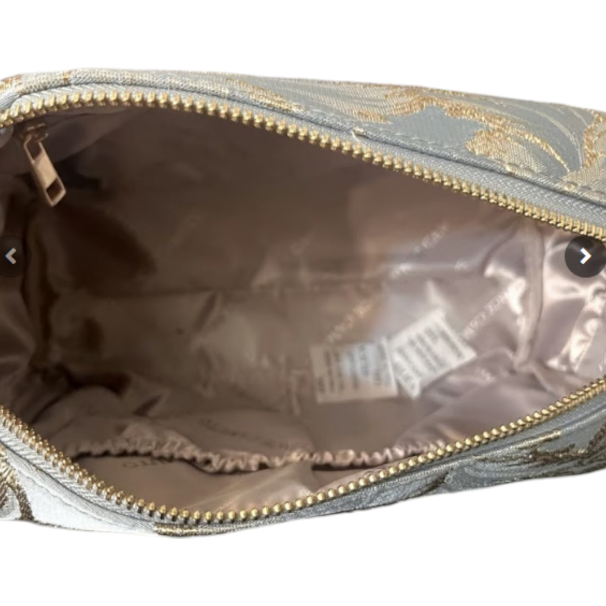 Vince Camuto Gray & Gold Floral Cosmetic Bag with Gold Zipper