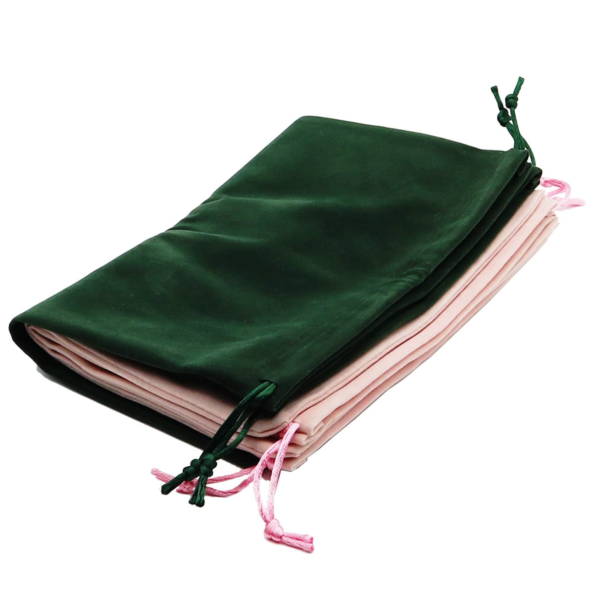 Large Velvet Drawstring Storage Bags - Green, 8x10 Inch, Reusable Set of 8