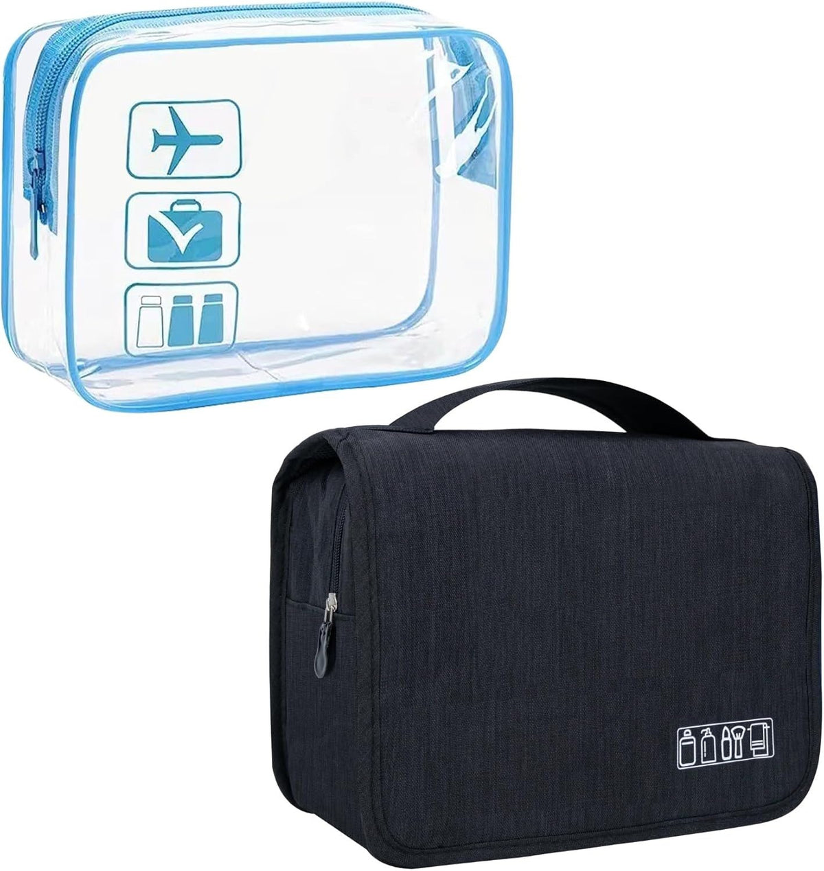 Large Capacity Toiletry Bag with Brushes Set Water-Resistant Travel Organizer