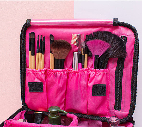 Large Waterproof Makeup Bag with Handle, Travel Cosmetics Organizer, Toiletries Kit