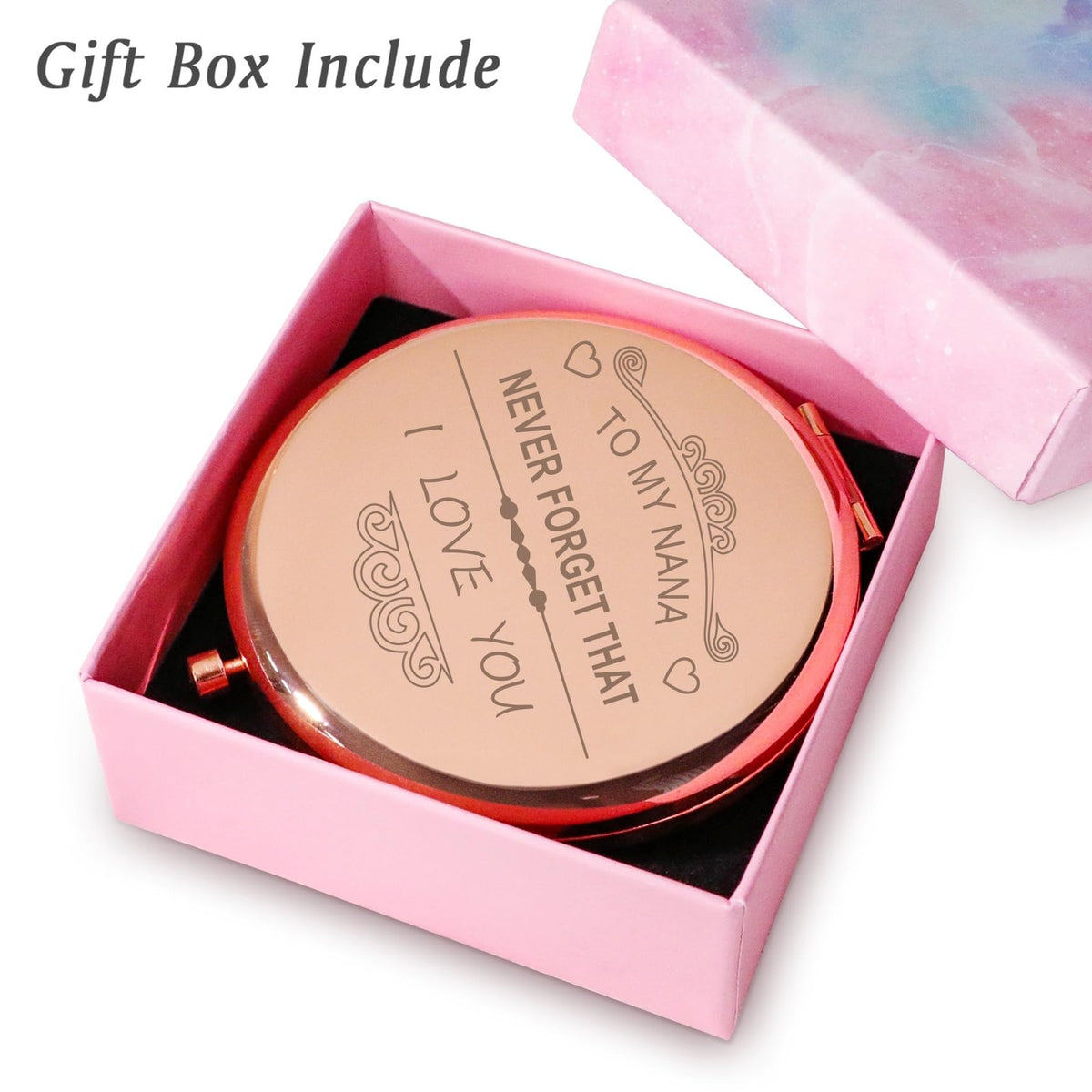 Personalized Compact Mirror for Grandma - Engraved Gift for Nana, Mothers Day, Birthday