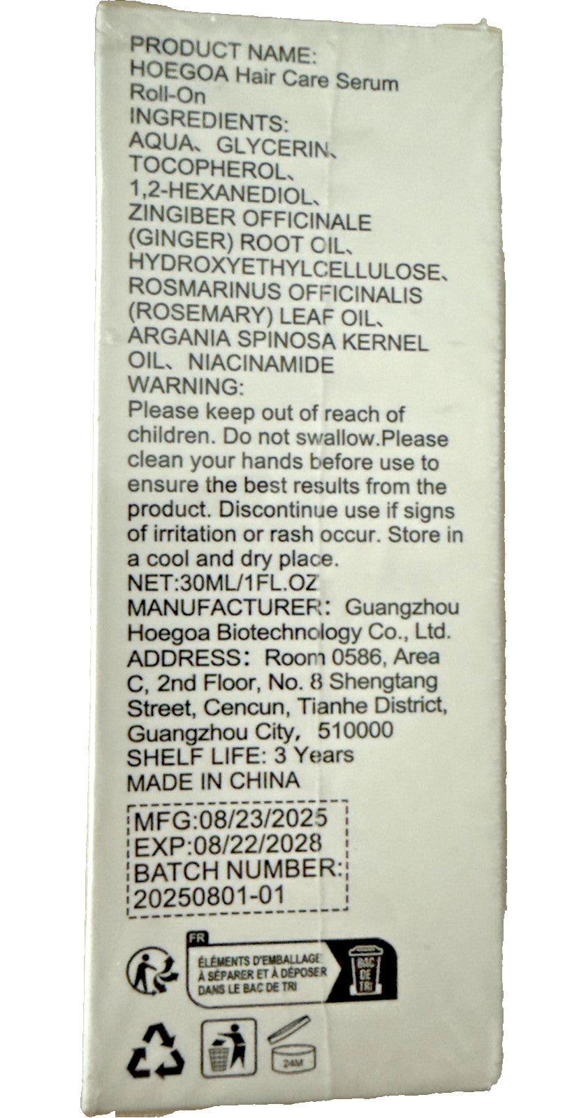 Hair Care Serum Roll-On for Scalp Repair and Nourishment - Rosemary Ginger Root Oil, 30ml