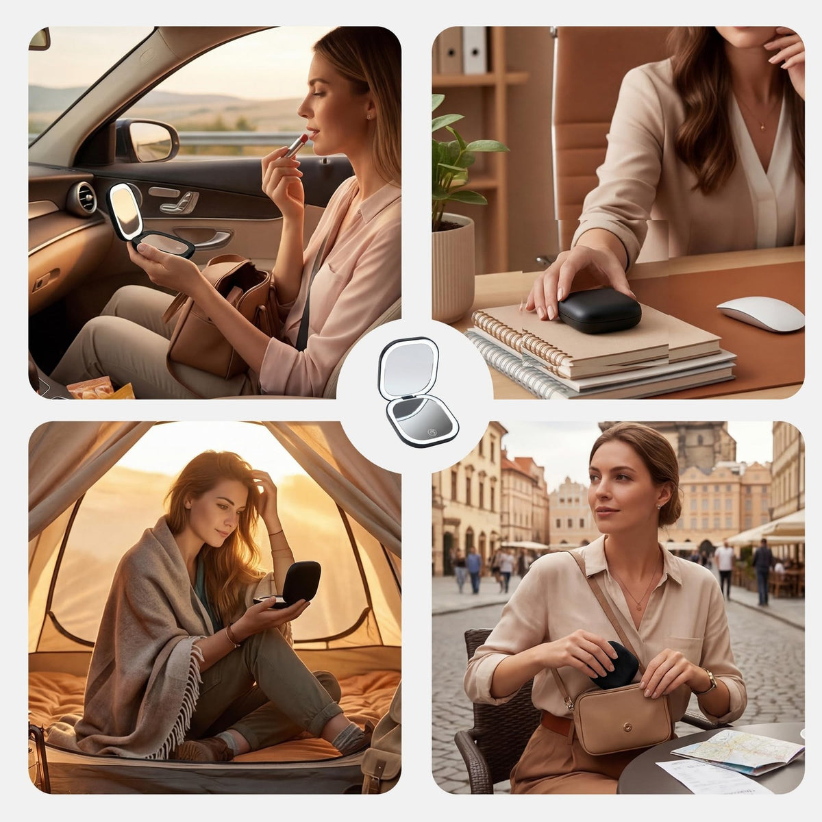LED Lighted Compact Makeup Mirror with 10X Magnification - Portable Travel Mirror