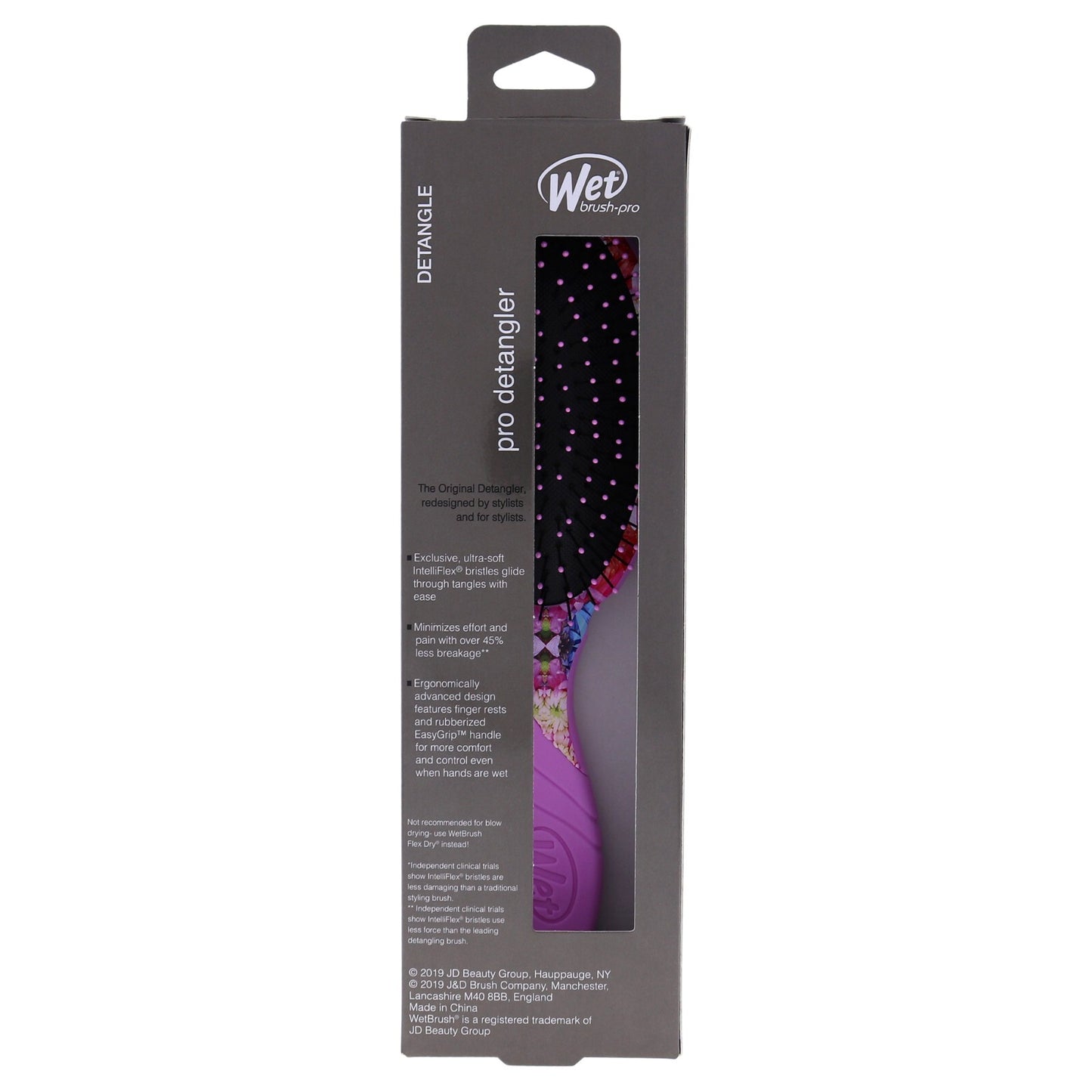 Wet Brush Detangler - Kaleidoscope Dreams Pink Floral Hair Brush for Wet & Dry Hair
