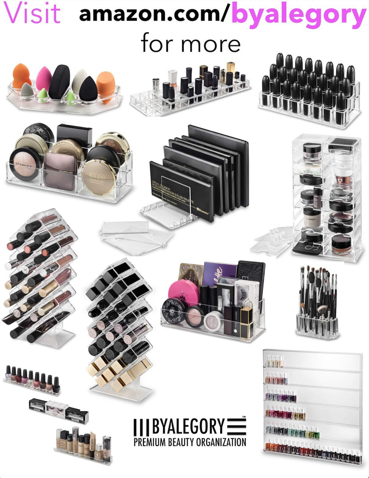 Clear Makeup Organizer Cubes Set of 3 for Beauty Storage and Display