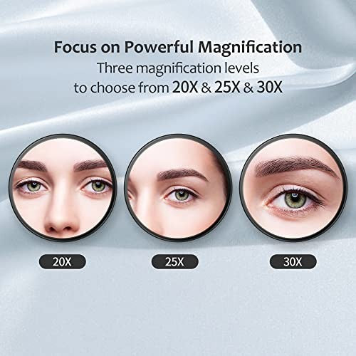 30X Magnifying Mirror with Suction Cup & Tweezers - Small Portable Makeup Mirror