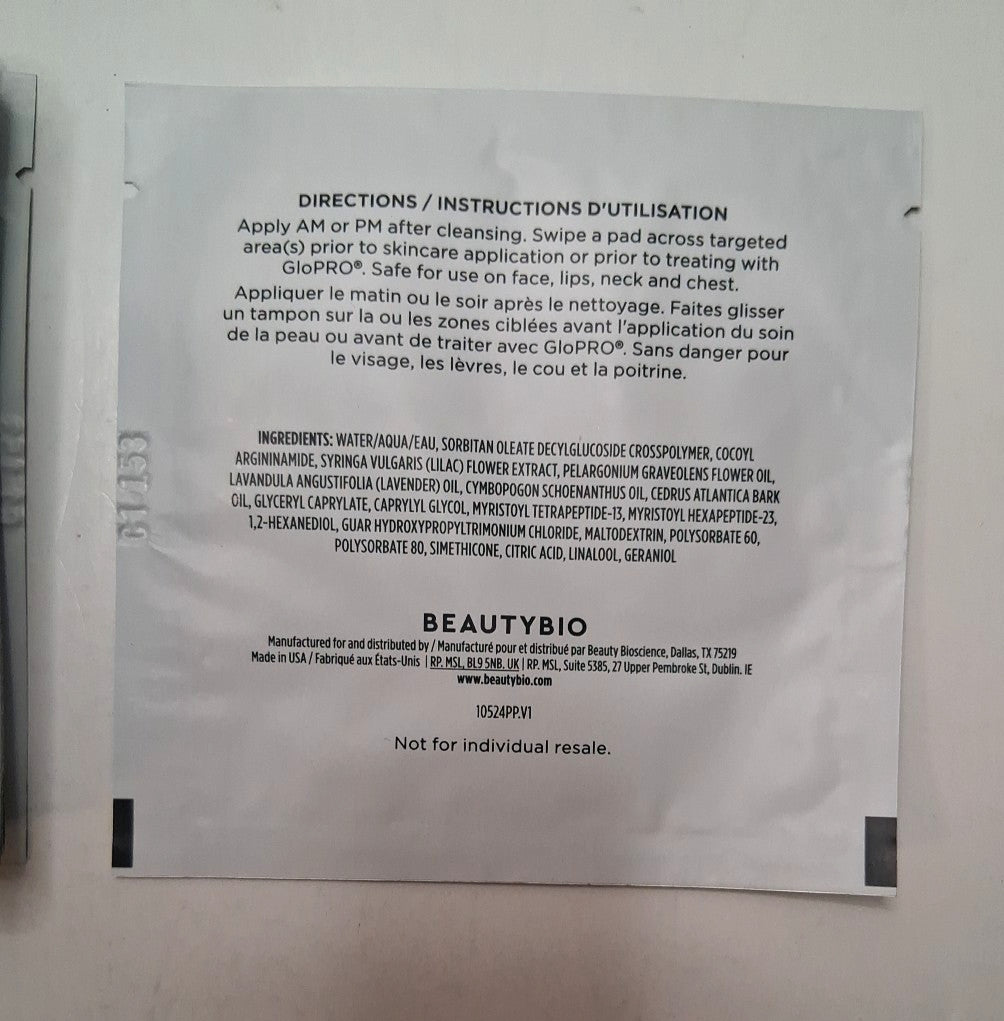 BeautyBio Residue Eraser Clarifying Pads - 20 Count Face Toner