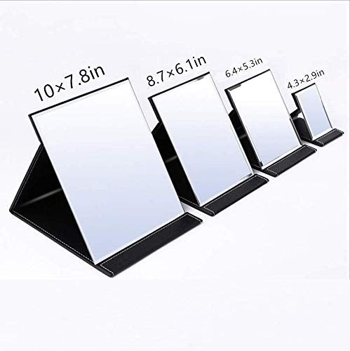 Portable Folding Travel Mirror with PU Leather Frame - Compact & Adjustable