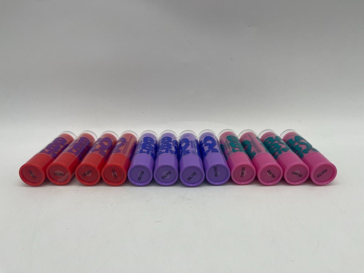 Bulk Lip Balm Set - Maybelline Baby Lips Winter Flush Pink Wishes Ruby Star 4 Pack, Lot of 12