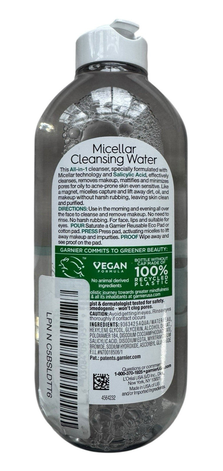 Garnier Micellar Cleansing Water with Salicylic Acid - 13.5oz for Oily, Acne-Prone Skin