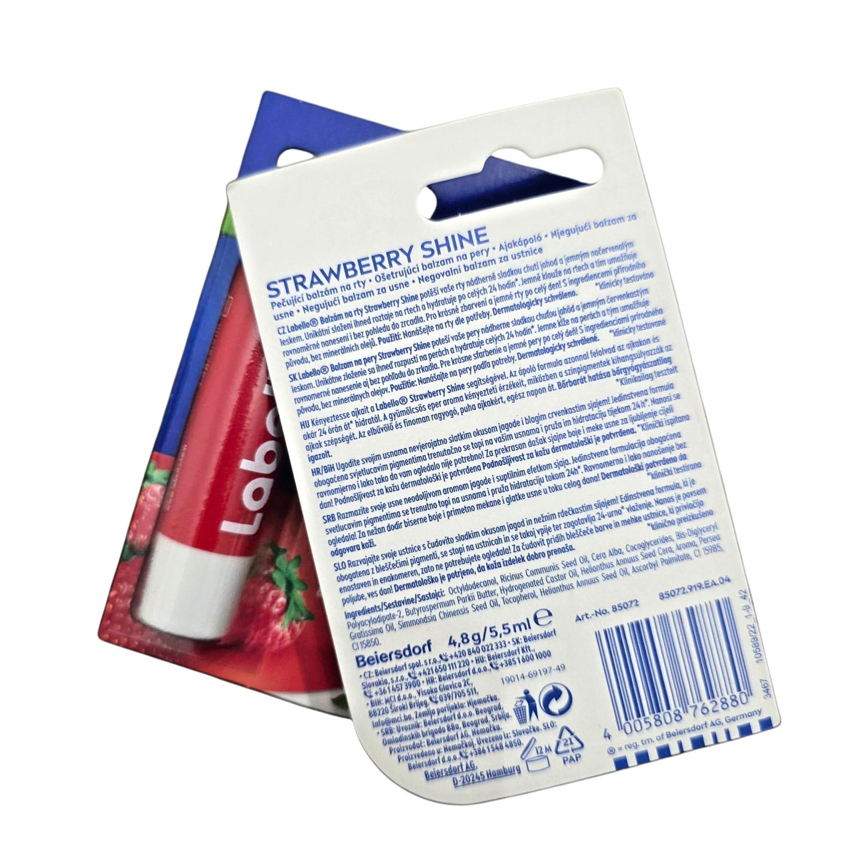 Labello Strawberry Shine Lip Balm 2 Pack - Moisturizing & Reddish Shine