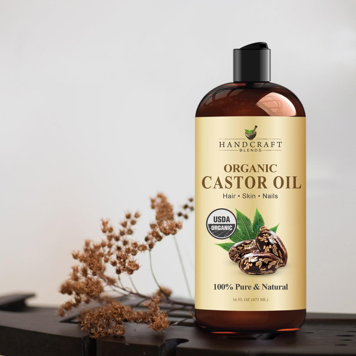Organic Castor Oil 16 Fl Oz - Pure Natural Hair & Skin Moisturizer