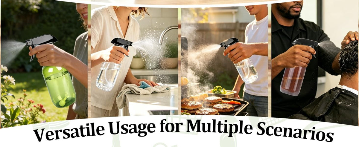 2 Pack 300ml Clear Spray Bottles with Adjustable Nozzles - 360° Inverted Spray