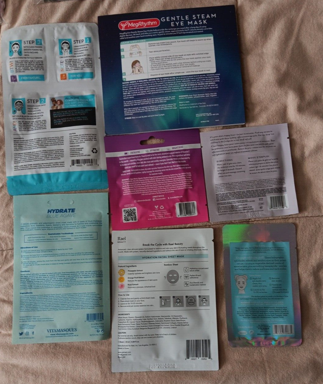 Beauty Face & Eye Masks Gel Scrub Lot - 7 Assorted