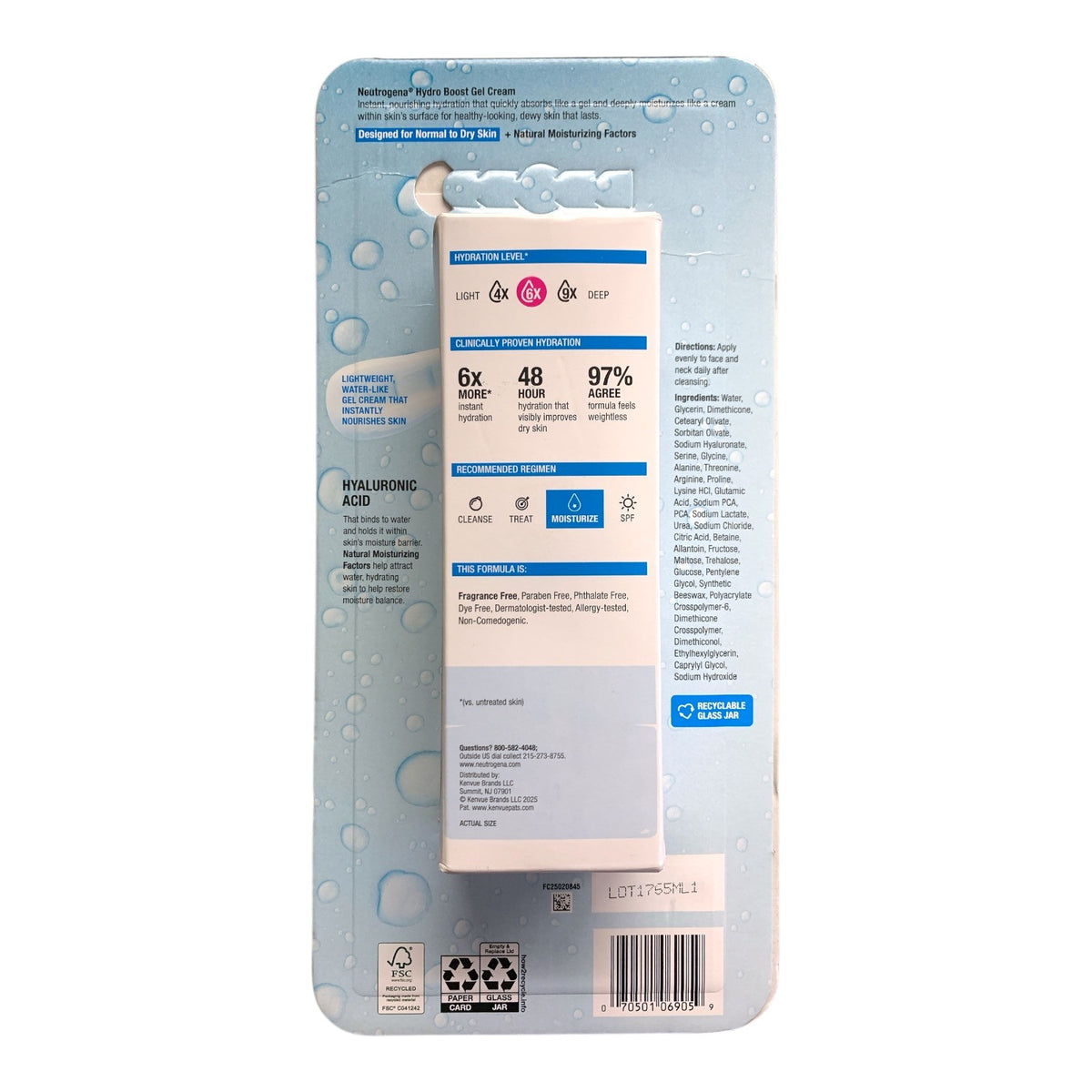 Hydro Boost Hyaluronic Acid Gel Cream Moisturizer, 3 Pack