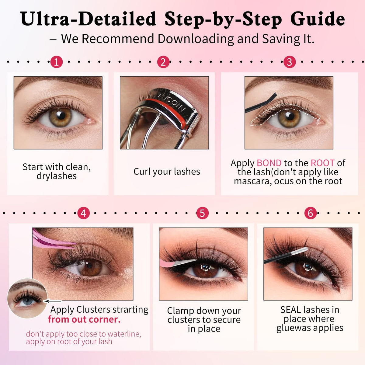 120Pcs Manga Lash Clusters Kit with Tweezers & Glue - Natural Wispy Fake Eyelashes