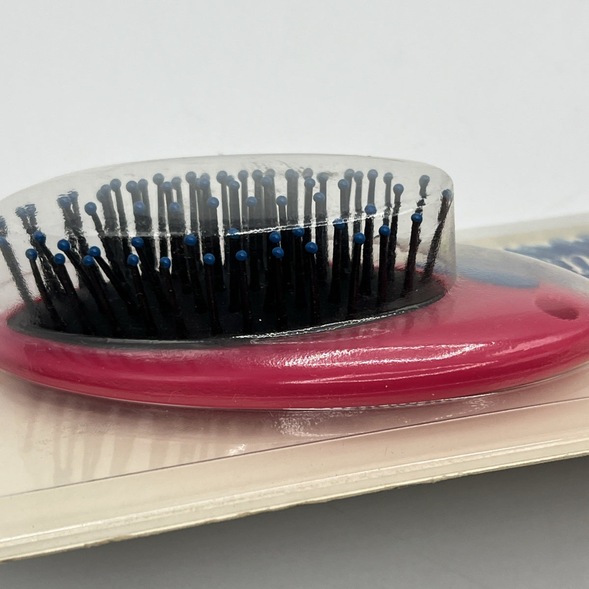 Vintage 1990s Two-Tone Purse Cushion Hair Brush 4.5 Inch Pink