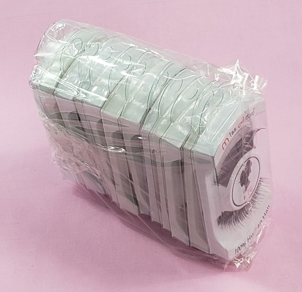 12 Pack Human Hair False Eyelashes Style 76 Natural Look Lightweight