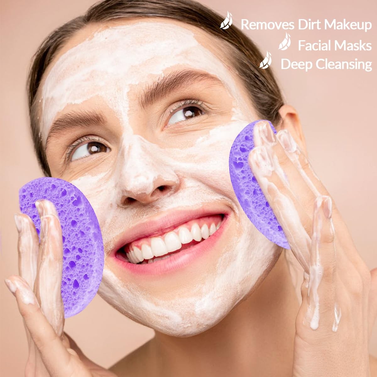 Compressed Natural Cellulose Facial Sponges 50 Count for Cleansing & Exfoliating