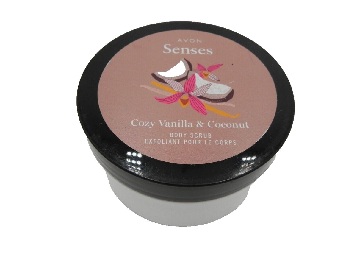 Avon Senses Cozy Vanilla & Coconut Body Scrub, New, 9 oz., Free