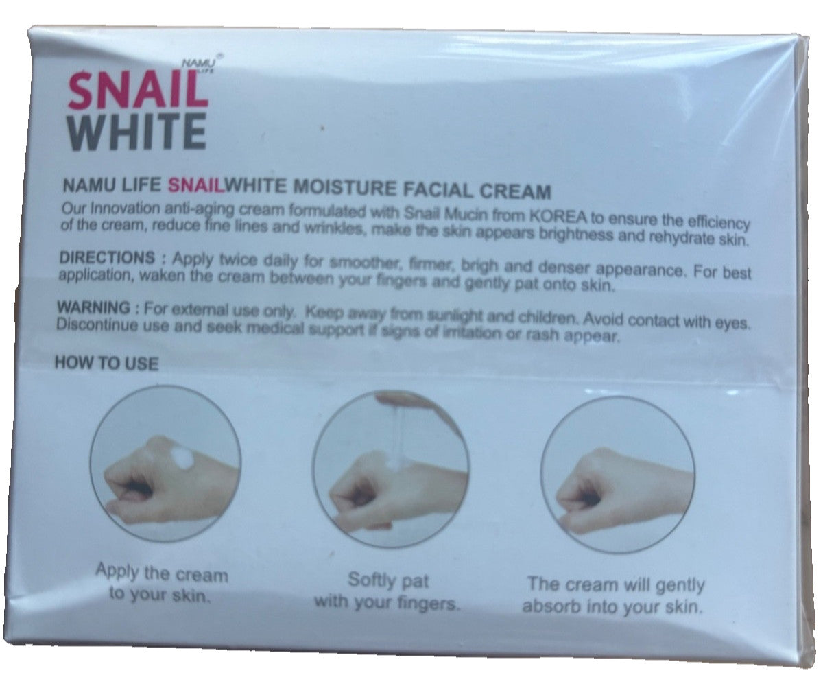 Snail White Moisture Facial Cream - Anti-Aging Hydrating Skin Care 50ML