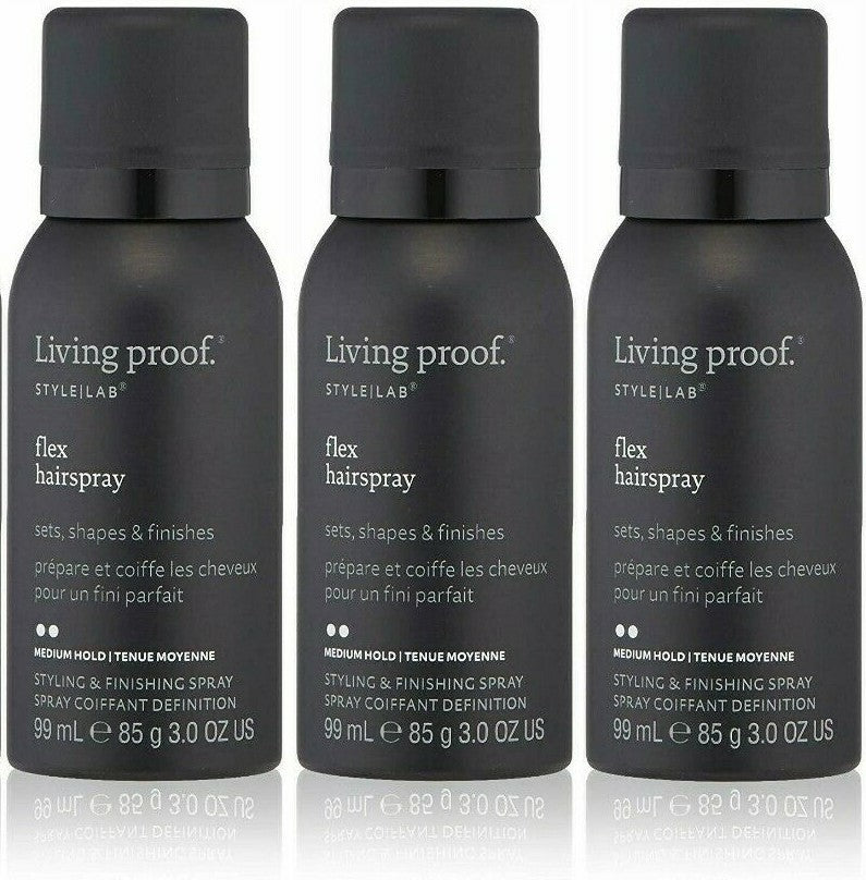 Living Proof Flex Shaping Hairspray - Medium Hold, Heat Protection, 3 Pack