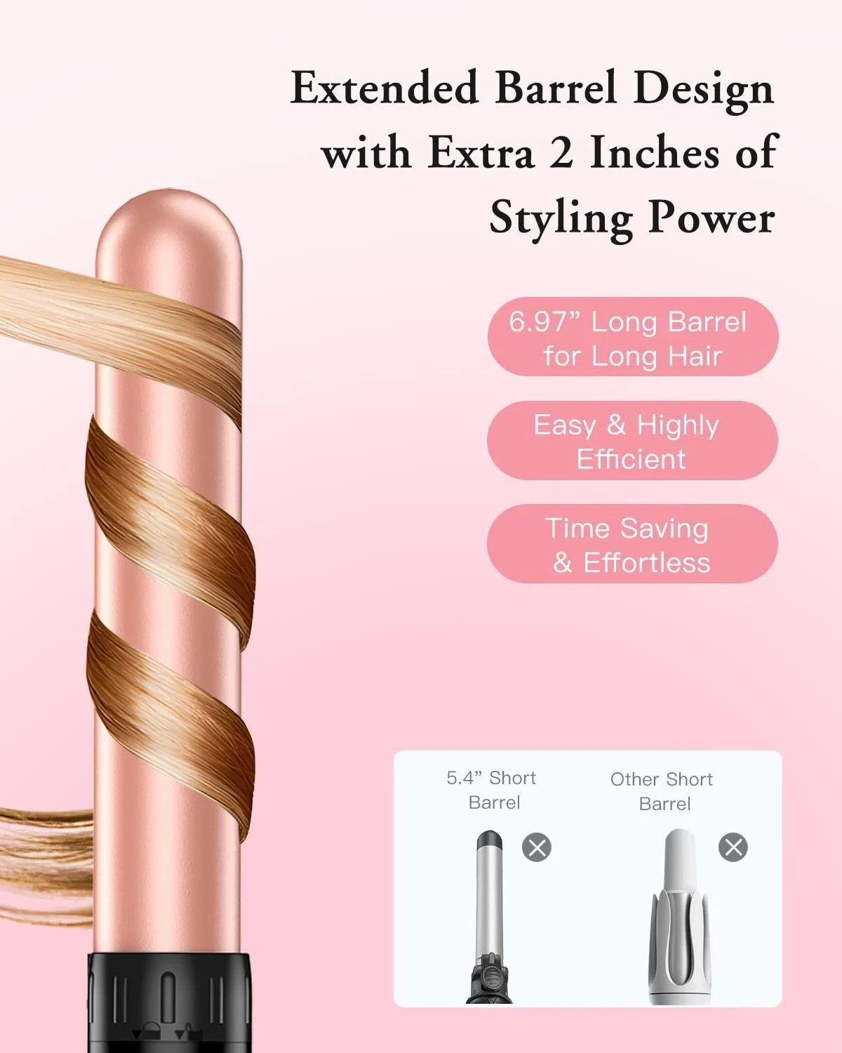 Bestope Pro 6-in-1 Curling Wand Set, 410°F High-Heat Ceramic Curling Iron, 8ft Swivel Cord