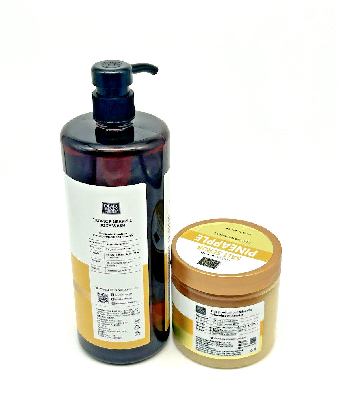 Dead Sea Collection Pineapple Mineral Body Wash (33.8 oz) &Salt Scrub