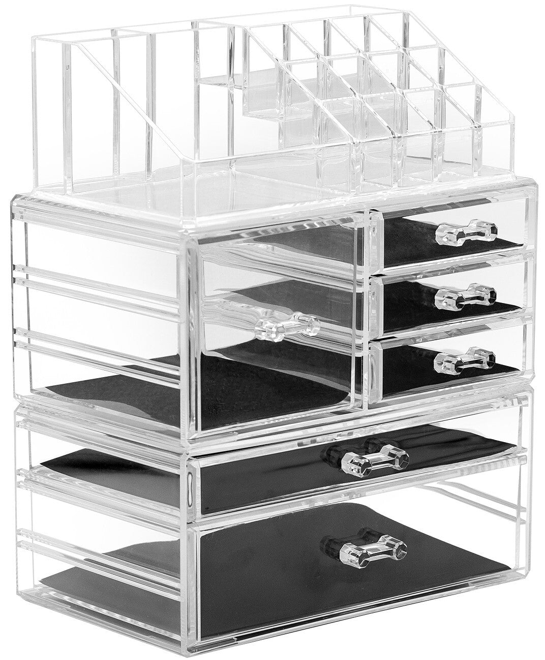 Clear Makeup Organizer Set - 3-Piece Cosmetic Storage for Vanity & Bathroom