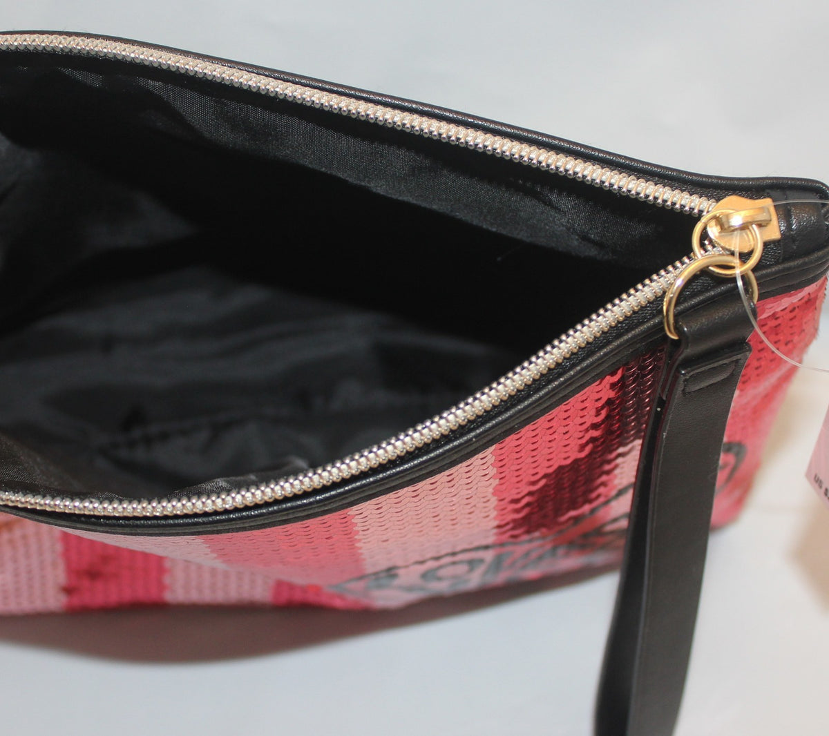 Victoria's Secret Pink Sequin & Striped Cosmetic Makeup Bag