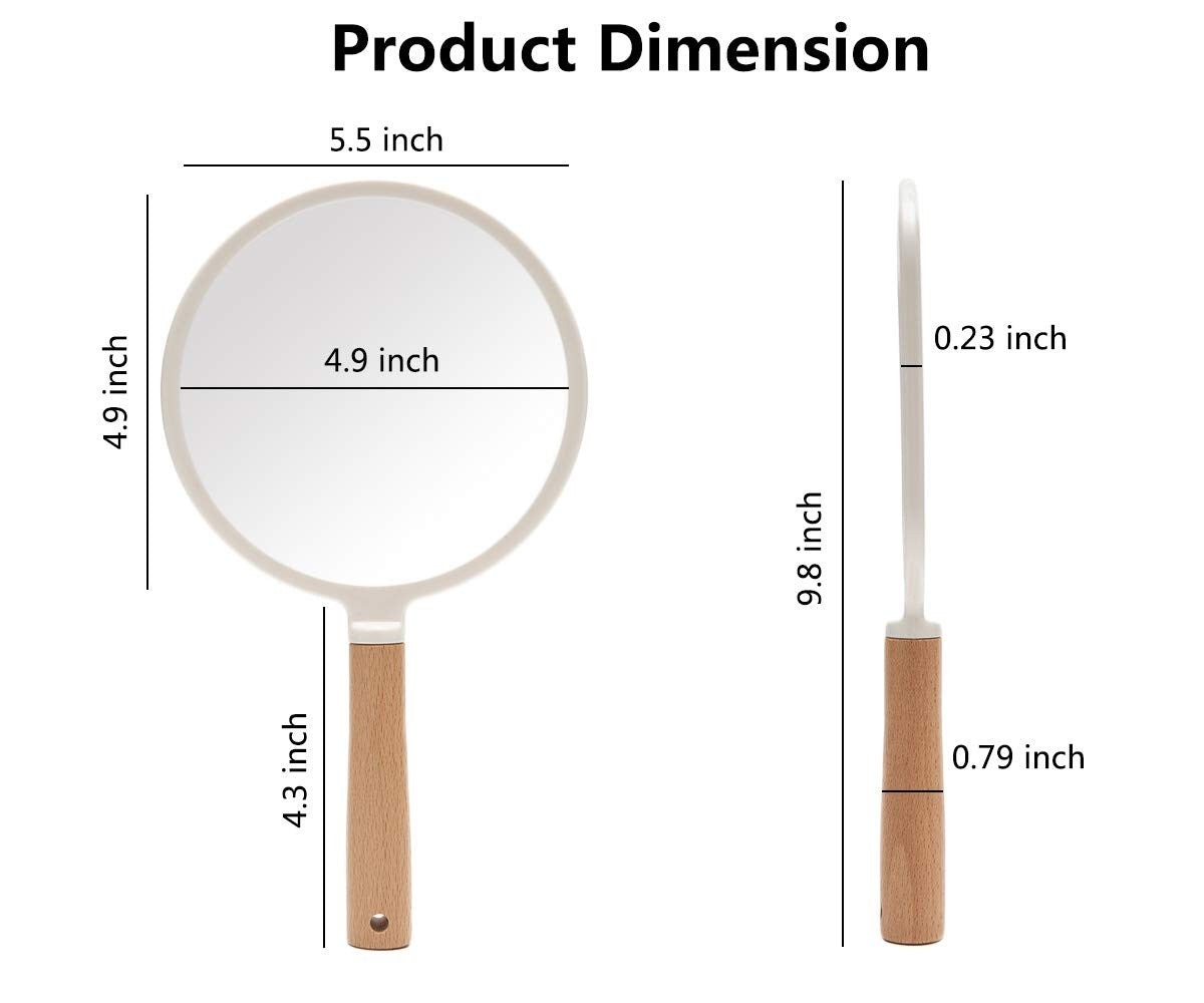 Small Wooden Handheld Mirror for Makeup - Cute Compact Cosmetic Tool