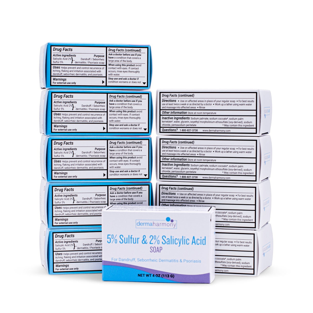 Sulfur & Salicylic Acid Bar Soap for Skin Conditions - 4 oz, 10 Bars