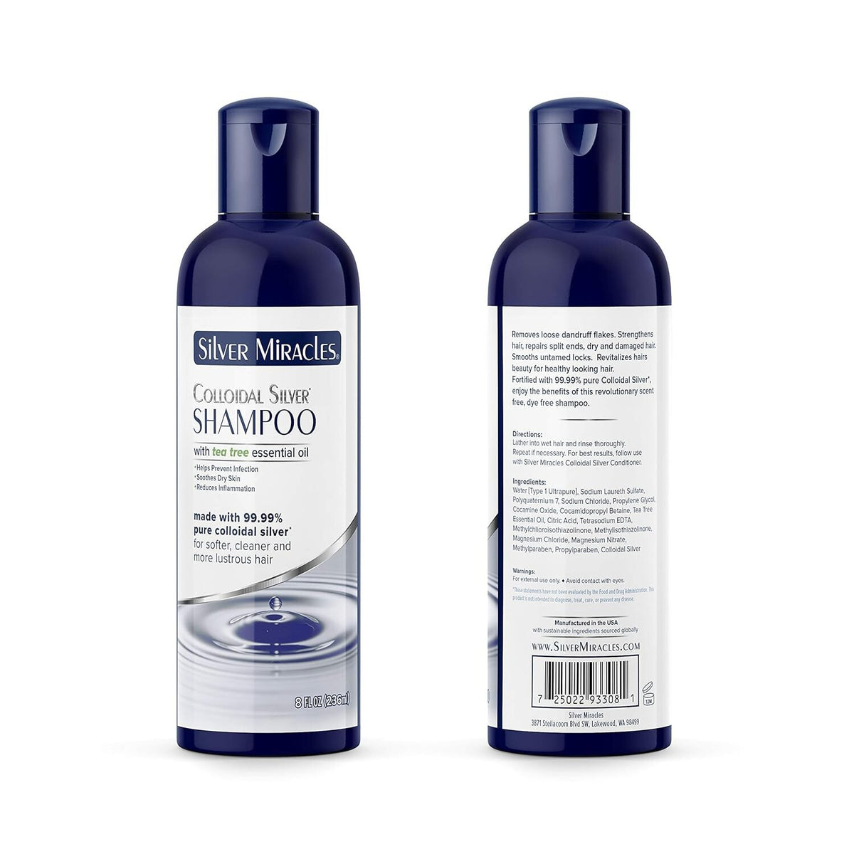 Silver Miracles Tea Tree & Colloidal Silver Shampoo for Hair & Scalp Care