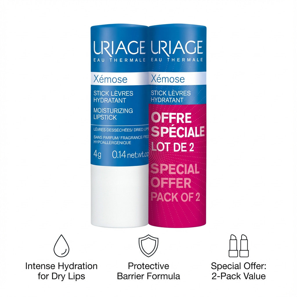 Moisturizing Lip Balm Duo - Hydrating, Fragrance-Free, Protective Stick